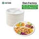 3-Compartment Bagasse Disposable Plates Compostable Heavy-Duty Divided Plates Eco-Friendly Waterproof Greaseproof for Meal Prep